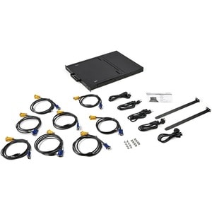 8 Port Rack KVM Konsole mit 1,8 m Kabeln, US Tastatur(QWERTY), Integrierter KVM Switch mit 17" LCD Monitor, 1HE, OSD, USB+