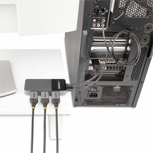 StarTech.com 3-Port Multi-Monitor DisplayPort Adapter, DP auf 3x DisplayPort 1.4 Splitter, Dreifach 4K MST Hub, USB Betrie