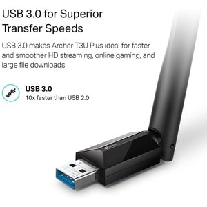 TP-Link T3U Plus Dualband Wi-Fi Adapter für Desktop-Computer/Notebook - IEEE 802.11ac - USB 3.0 - 1,27 Gbit/s - 2,40 GHz I