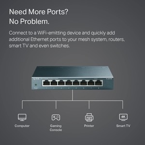 8PORT GIGABIT DESKTOP SWITCH STEEL DESIGN DESKTOP/WALL-MOUNTING
