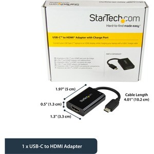 StarTech.com Adaptateur vidéo USB-C vers HDMI 4K 60 Hz avec USB Power Delivery 60 W - 1 x 19-pin HDMI Digital Audio/Video 