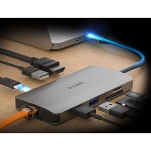 D-Link DUB-M810 USB-Typ C Docking Station für Notebook - 100 W - 3 x USB 3.0 - USB Typ C - Netzwerk (RJ-45) - HDMI - Kabel