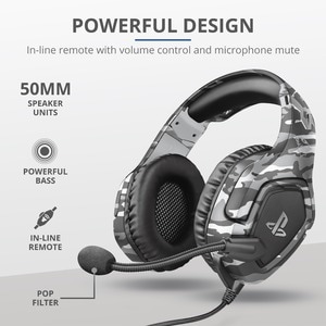 Trust Forze 488 Kabel Kopfbügel Stereo Gaming Headset - Grau - Binaural - Ohrumschließend - 20 Hz bis 20 kHz Frequenzgang 