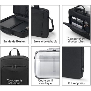 Dicota Eco Tasche für 35,6 cm (14 Zoll) bis 39,6 cm (15,6 Zoll) Notebook - Schwarz - 300D Polyethylene Terephthalate (PET)