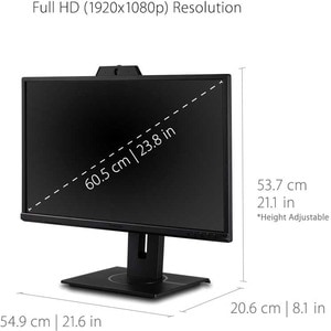 ViewSonic Graphic VG2440V 24 Zoll Class Webcam Full HD LED-Monitor - 16:9 Format - Schwarz - 60,5 cm (23,8 Zoll) Viewable 