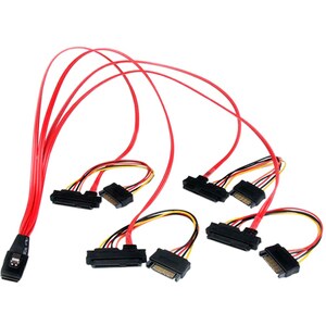 StarTech.com Internes Serial-Attached SCSI Mini SAS Kabel 50cm - SF-8087 auf 4x SFF-8482 - Cable for Festplatte - Rot