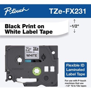 TZEFX231 1/2IN BLACK ON WHITE FLEXIBLE ID FOR TZE MODELS