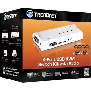 4PORT USB KVM SWITCH KIT W/ AUDIO W/4X 4FT 1.2M USB CABLES