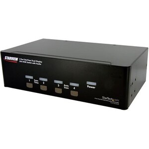 StarTech.com 4 Port Dual DVI USB KVM Switch w/ Audio & USB Hub - 4 Ordinateur(s) - 1 Utilisateur(s) local - QXGA - 2048 x 