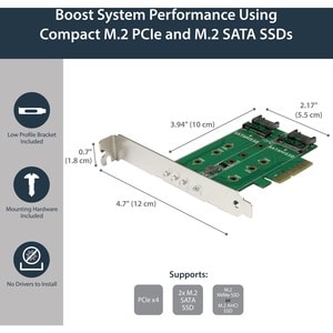 StarTech.com 3 Port M.2 SSD (NGFF) Adapterkarte - 1x PCIe (NVMe) M.2, 2x SATA III M.2 - PCIe 3.0 - PCI Express 3.0 M.2 NGF