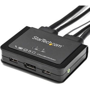 StarTech.com Switch KVM à 2 ports USB 4K 60 Hz DisplayPort - Câbles de 1,2 m incorporés - Audio 3,5mm - SV211DPUA4K - 2 Or