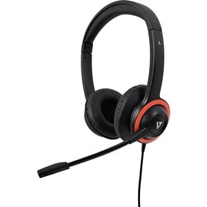V7 Safe Sound HA530E Kabel Kopfbügel, Auf den Ohren Stereo Headset - Schwarz, Rot - Binaural - Ohrumschließend - 20 Hz bis