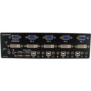 StarTech.com Commutateur KVM USB et double écran DVI / VGA à 4 ports avec audio et hub USB 2.0 - 4 Ordinateur(s) - 1 Utili