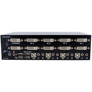 StarTech.com 4 Port Dual DVI USB KVM Switch w/ Audio & USB Hub - 4 Ordinateur(s) - 1 Utilisateur(s) local - QXGA - 2048 x 