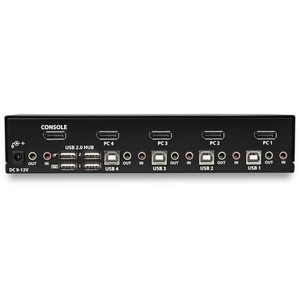4 Port DisplayPort KVM Switch, 4K 60Hz, Einzelner DP 4K Bildschirm, Vier Port DP 1.2 KVM Switch mit integriertem USB 2.0 H