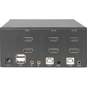 Digitus KVM-Switch, 2-Port, Dual-Display, 4K, HDMI®. Tastatur Porttyp: USB, Maus-Porttyp: USB, Video Porttyp: HDMI. HD-Typ