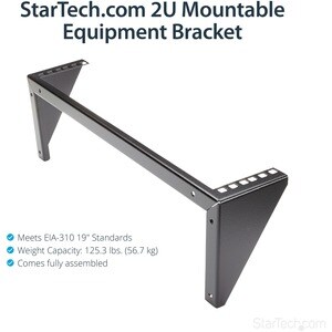 StarTech.com Support mural en acier pour rack 2U - 48 cm - 56,84 kg Max - 1