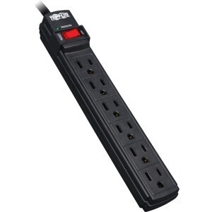 6OUT SURGE PROTECTOR BLACK 6FT CORD 360 JOULES LED 5-15R 5-15