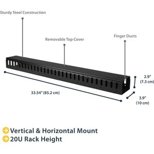 StarTech.com Panneau de gestion de câbles 0U de 91 cm pour rack - Guide-câbles avec conduit encoché - Organisateur pour câ