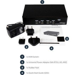 StarTech.com 4 Port DisplayPort USB KVM Switch mit Audio - DisplayPort Desktop KVM Umschalter - 4 Computer - 1 Lokaler Ben