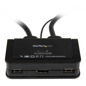 StarTech.com 2 Port USB HDMI KVM Switch mit Audio - Desktop Umschalter USB Powered - 1920x1200 - 2 Computer - 1 Lokaler Be