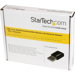 StarTech.com Mini adaptateur USB 2.0 réseau sans fil AC600 double bande - Clé USB WiFi 802.11ac 1T1R - USB 2.0 - 433 Mbit/