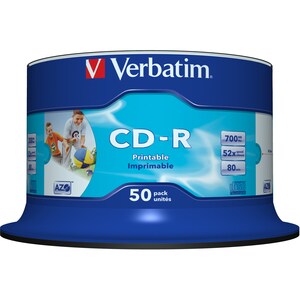 CDR 80MIN 700MB 52X 50PK WIDE PRINT SURFACE