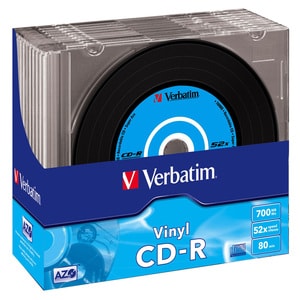 Verbatim CD-R AZO Data Vinyl. Typ: CD-R, Kapazität ohne Komprimierung: 700 MB, Menge pro Packung: 10 Stück(e). Schreibgesc