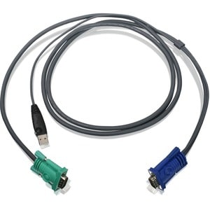 IOGEAR USB KVM Cable - HD-15 Male - Type A Male USB - 6ft - Dark Gray