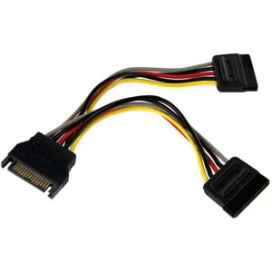 6IN SATA POWER Y SPLITTER CABLE ADAPTER SATA MALE TO 2X SATA FEMALE