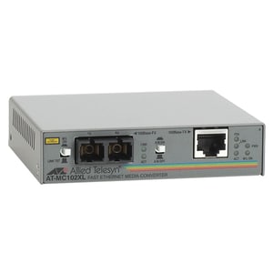 Allied Telesis AT-MC102XL, 100 Mbit/s, 100TX/100FX, Kabelgebunden, UL-Cul, CSA/CSA, NRTL, TUV, CE, 6 W, 294 g
