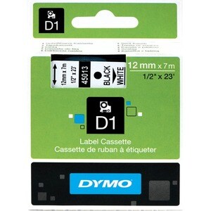 DYMO D1 - Standardetiketten - Schwarz auf Weiß - 12mm x 7m, Schwarz auf weiss, Polyester, Belgien, -18 - 90 °C, DYMO, Labe