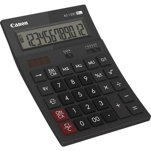 Calculatrice simple Canon AS-1200 - 12 chiffres - LCD - Alimenté par Batterie/Solaire - 37 mm x 119 mm - Gris foncé