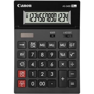 Calculatrice simple Canon AS-2400 - 14 chiffres - LCD - Alimenté par Batterie/Solaire - 34 mm x 140 mm - Gris foncé
