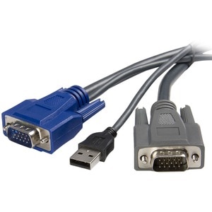 StarTech.com Câble KVM ultrafin 2 en 1 USB VGA - 3 m - 2e bout: 1 x 4-pin USB Type A - Male, 1 x 15-pin HD-15 - Male - Noir