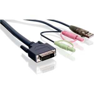 IOGEAR 6' Dual-Link DVI KVM Cable, with USB and Audio/Mic, TAA Compliant - 6 ft KVM Cable for KVM Switch, Microphone - Fir