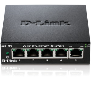 D-Link DES-105 5 Anschlüsse Ethernet-Switch - Fast Ethernet - 10/100Base-TX - 2 Unterstützte Netzwerkschicht - Desktop