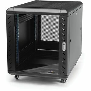 StarTech.com Armoire Rack AV 12U - Armoire Réseau avec Porte Vitrée - Profondeur 73,7cm, Jusqu'à Max. 800kg, avec Roulette