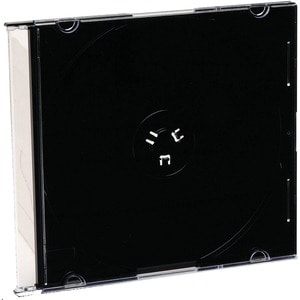 200PK CD & DVD SLIM JEWEL CASES CLEAR TOP BLACK TRAY BULK