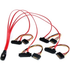 StarTech.com Internes Serial-Attached SCSI Mini SAS Kabel 50cm - SF-8087 auf 4x SFF-8482 - Cable for Festplatte - Rot
