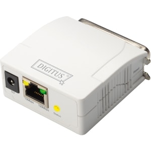 Digitus Fast Ethernet Print Server, Parallel. Produktfarbe: Weiß, LED-Anzeigen: LAN, Status, Ursprungsland: Taiwan. Networ