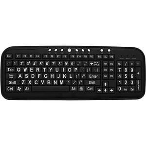 EZSEE LOW VISION WIRED KEYBOARD LARGE WHITE PRINT BLACK KEYS