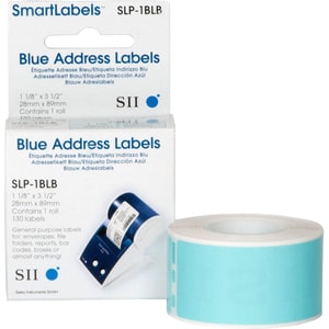Etiquette d'adresse Seiko SLP-1BLB - 28 mm Width x 89 mm Longueur - Rectangle - Impression thermique directe - Bleu - 130 
