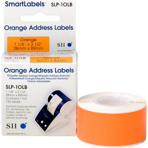 Etiquette d'adresse Seiko SLP-1OLB - 28 mm Width x 89 mm Longueur - Rectangle - Impression thermique directe - Orange - 13