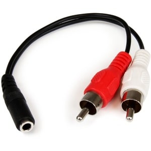 StarTech.com 15cm Audio Kabel 3,5mm Klinke auf 2x RCA/Cinch (Buchse/Stecker) - Cable for Audiogerät, iPod, MP3-Player - Ni