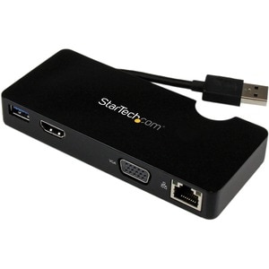 StarTech.com Mini station d'accueil USB 3.0 universelle pour ordinateur portable avec HDMI ou VGA, Gigabit Ethernet, USB 3