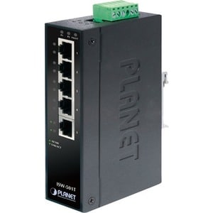 PLANET Industrial Fast Ethernet Switch IP30 Slim Type 5-Port (-40 bis 75 Grad C), Unmanaged, L2, Fast Ethernet (10/100), V
