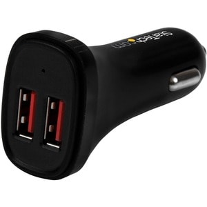 StarTech.com Dual Port USB KFZ Ladegerät - 24W/4.8 - Schwarz - 2 Port USB Autoladegerät - 5 V Gleichstrom - 4,80 A