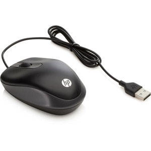 Souris Optique HP - USB - 2 Bouton(s) - Noir - Câble - 1000 dpi - Roulettes avec frein - Symétrique
