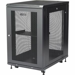 Armoire Rack 18U 19" pour Serveurs - 4 Poteaux, Profondeur Réglable 5-76,2cm, Mobile/Verrouillable/Ventilé, avec Roulettes